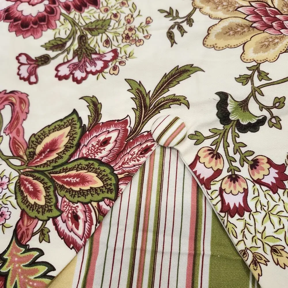 x2 Waverly Valance Peek-A-Boo Navarra Raspberry Floral Striped 3